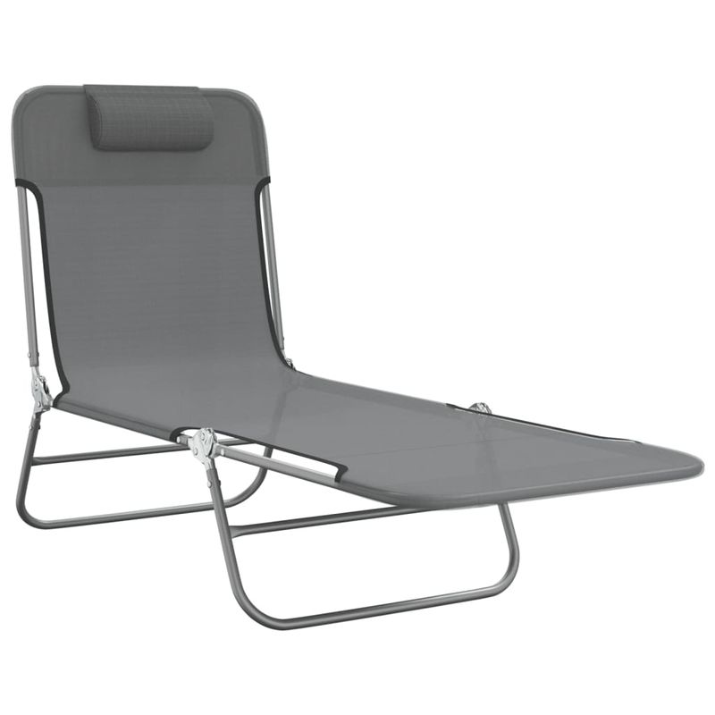 Casa si Gradina - Gradina si terasa - Mobilier exterior - Scaune si sezlonguri gradina - Sezlonguri pliante, 2 buc., textilena gri si otel - Infinity.ro