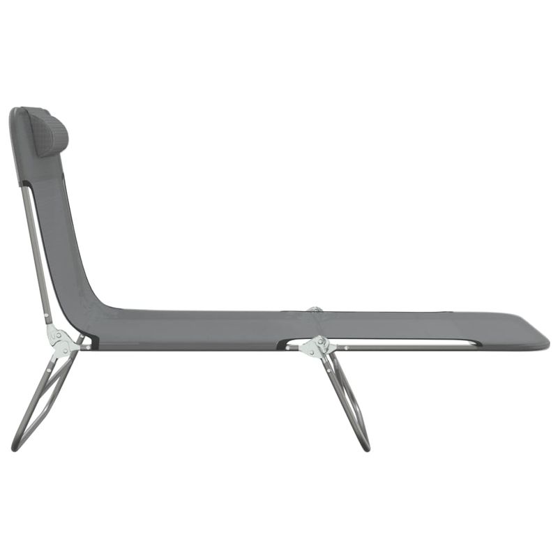 Casa si Gradina - Gradina si terasa - Mobilier exterior - Scaune si sezlonguri gradina - Sezlonguri pliante, 2 buc., textilena gri si otel - Infinity.ro