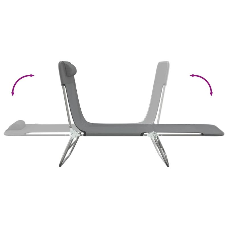 Casa si Gradina - Gradina si terasa - Mobilier exterior - Scaune si sezlonguri gradina - Sezlonguri pliante, 2 buc., textilena gri si otel - Infinity.ro