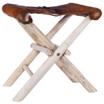 Casa si Gradina - Mobilier - Scaune si fotolii - Tabureti - Taburet pliant, piele naturala si lemn masiv de tec - Infinity.ro