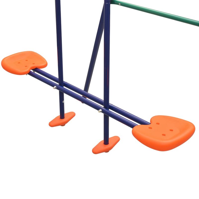 Jucarii, Copii si Bebe - Jucarii si jocuri - Jucarii de exterior - Spatii de joaca si accesorii - Set de leagane cu tobogan si 3 locuri, portocaliu - Infinity.ro