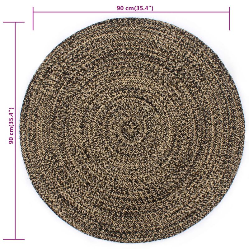 Casa si Gradina - Textile si covoare - Covoare - Covoare casa - Covor manual, negru si natural, 90 cm, iuta - Infinity.ro