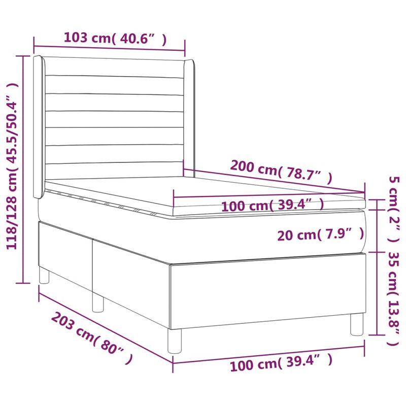Casa si Gradina - Mobilier - Paturi si accesorii - Paturi - Pat box spring cu saltea, gri taupe, 100x200 cm, textil - Infinity.ro
