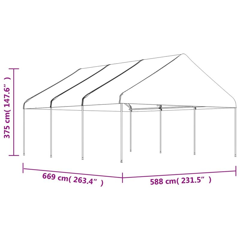 Casa si Gradina - Gradina si terasa - Umbrele si pavilioane - Pavilioane - Foisor cu acoperis, alb, 6,69x5,88x3,75 m, polietilena - Infinity.ro