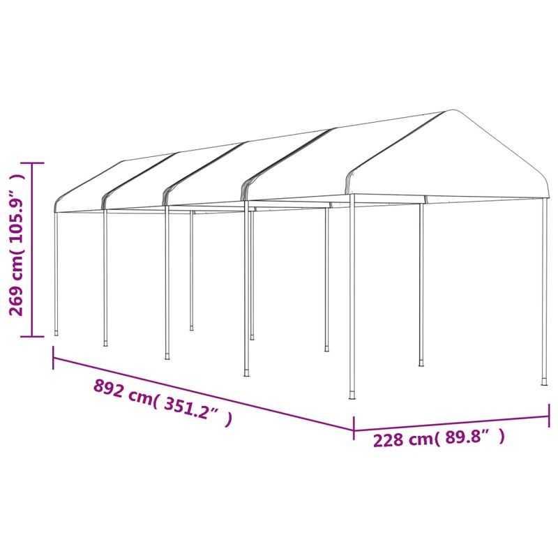 Casa si Gradina - Gradina si terasa - Umbrele si pavilioane - Pavilioane - Foisor cu acoperis, alb, 8,92x2,28x2,69 m, polietilena - Infinity.ro