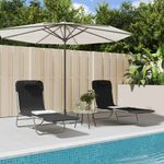 Casa si Gradina - Gradina si terasa - Mobilier exterior - Scaune si sezlonguri gradina - Sezlonguri pliante, 2 buc., negru, textilena si otel - Infinity.ro
