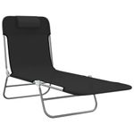 Casa si Gradina - Gradina si terasa - Mobilier exterior - Scaune si sezlonguri gradina - Sezlonguri pliante, 2 buc., negru, textilena si otel - Infinity.ro