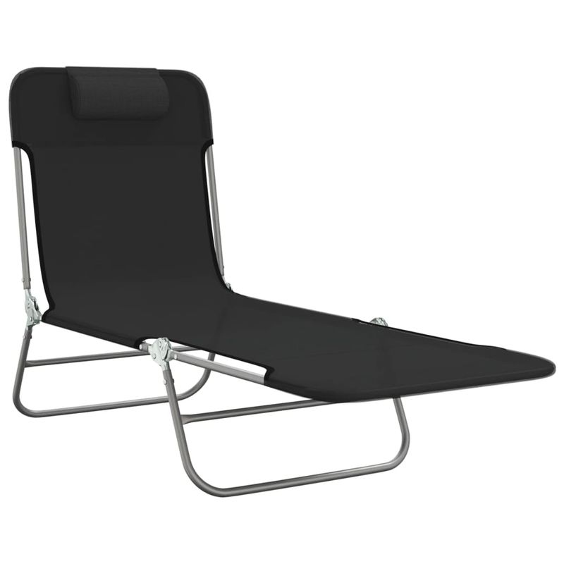 Casa si Gradina - Gradina si terasa - Mobilier exterior - Scaune si sezlonguri gradina - Sezlonguri pliante, 2 buc., negru, textilena si otel - Infinity.ro