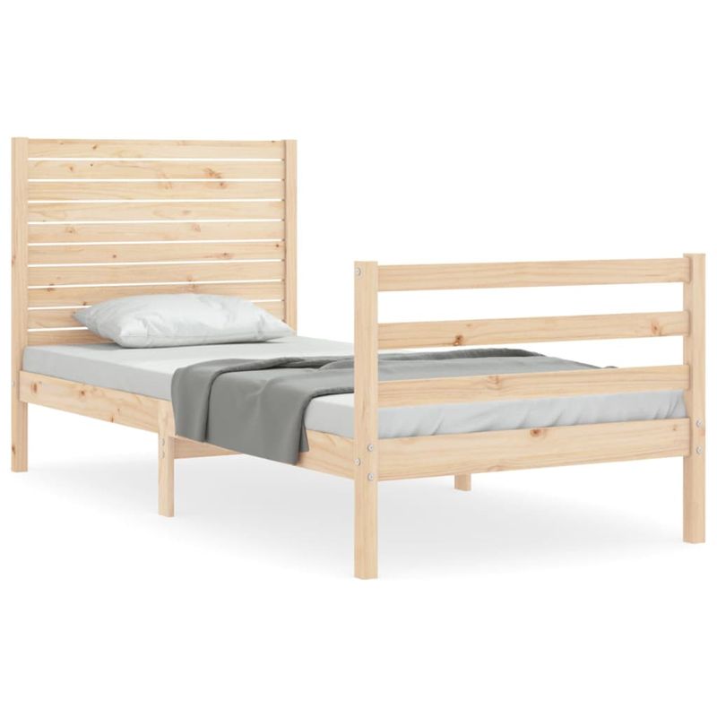 Casa si Gradina - Mobilier - Paturi si accesorii - Paturi - Cadru de pat cu tablie single mic, lemn masiv - Infinity.ro