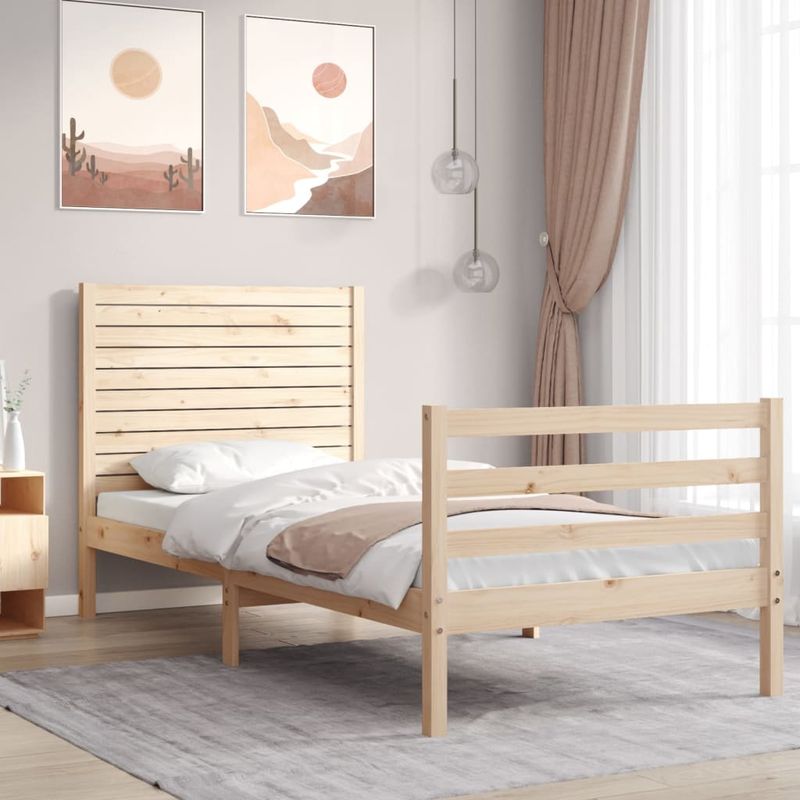 Casa si Gradina - Mobilier - Paturi si accesorii - Paturi - Cadru de pat cu tablie single mic, lemn masiv - Infinity.ro