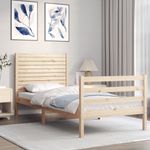 Casa si Gradina - Mobilier - Paturi si accesorii - Paturi - Cadru de pat cu tablie single mic, lemn masiv - Infinity.ro