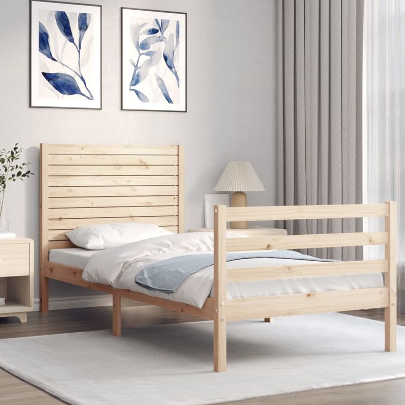 Casa si Gradina - Mobilier - Paturi si accesorii - Paturi - Cadru de pat cu tablie single mic, lemn masiv - Infinity.ro