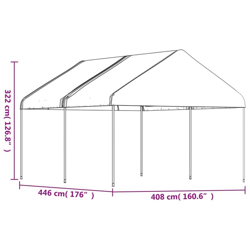 Casa si Gradina - Gradina si terasa - Umbrele si pavilioane - Pavilioane - Foisor cu acoperis, alb, 4,46x4,08x3,22 m, polietilena - Infinity.ro