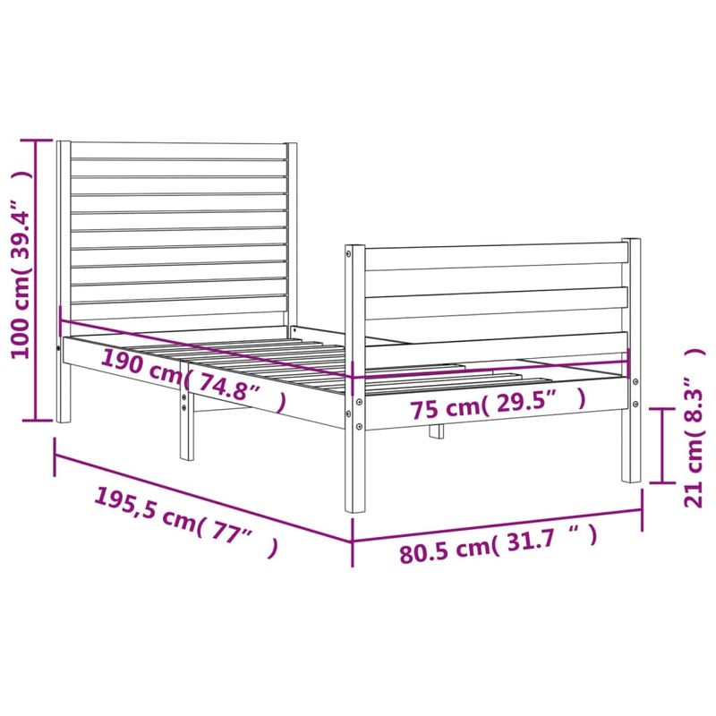 Casa si Gradina - Mobilier - Paturi si accesorii - Paturi - Cadru de pat cu tablie single mic, lemn masiv - Infinity.ro