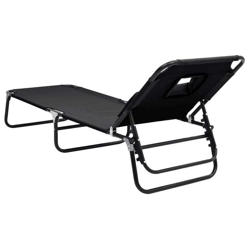 Casa si Gradina - Gradina si terasa - Mobilier exterior - Scaune si sezlonguri gradina - Sezlong pliabil negru tesatura Oxford&otel vopsit electrostatic - Infinity.ro