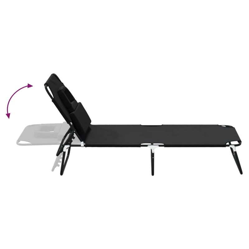 Casa si Gradina - Gradina si terasa - Mobilier exterior - Scaune si sezlonguri gradina - Sezlong pliabil negru tesatura Oxford&otel vopsit electrostatic - Infinity.ro