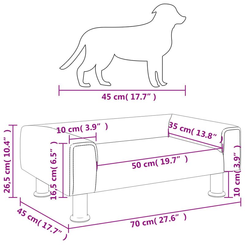 Petshop - Accesorii petshop - Culcusuri si custi - Culcusuri si saltele - Pat de caini, maro, 70x45x26,5 cm, catifea - Infinity.ro