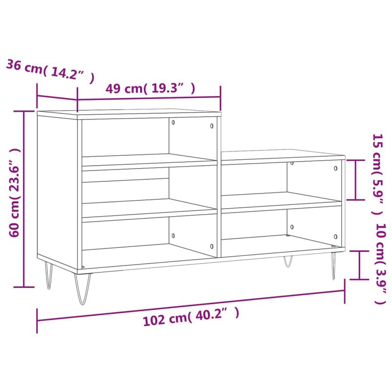 Casa si Gradina - Mobilier - Organizare si depozitare - Organizator incaltaminte - Pantofar, stejar maro, 102x36x60 cm, lemn prelucrat - Infinity.ro