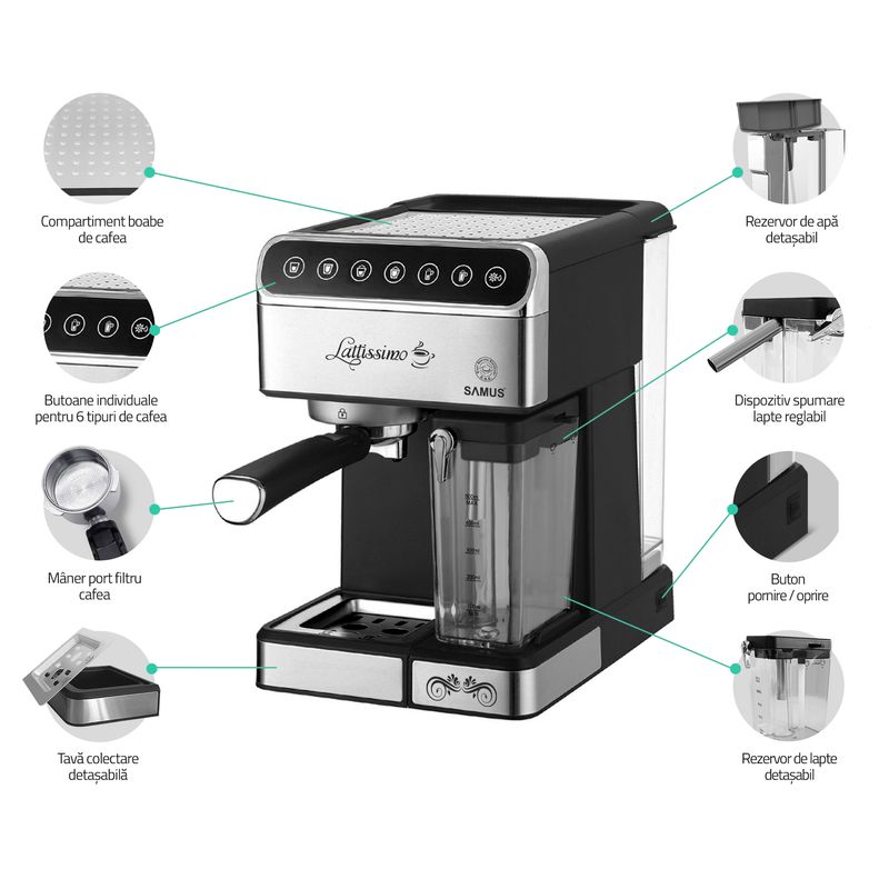 Electronice si Electrocasnice - Electrocasnice bucatarie - Preparare bauturi - Espressoare - Espressor SAMUS LATTISSIMO - Infinity.ro