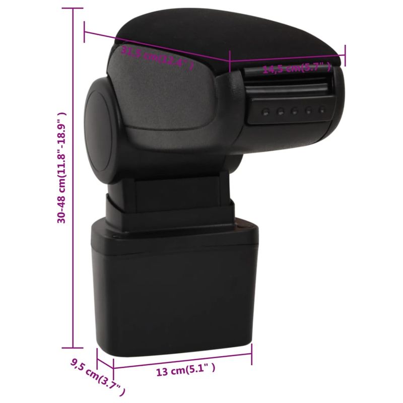 Auto si Moto - Piese auto si accesorii - Interior auto - Scaune si banchete - Cotiera auto, negru, 14,5x31,5x(30-48) cm ABS - Infinity.ro
