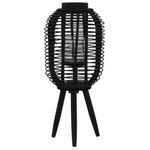 Casa si Gradina - Decoratiuni - Aromaterapie si lumanari - Suporturi lumanari - Suport de lumanari tip felinar vertical, negru, bambus - Infinity.ro