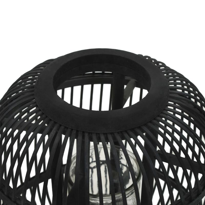 Casa si Gradina - Decoratiuni - Aromaterapie si lumanari - Suporturi lumanari - Suport de lumanari tip felinar vertical, negru, bambus - Infinity.ro