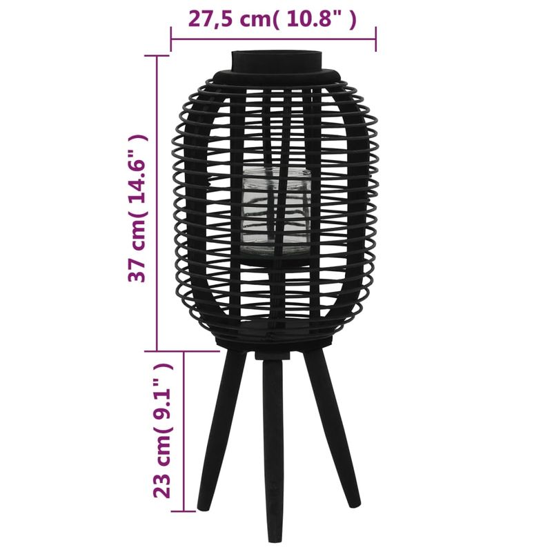 Casa si Gradina - Decoratiuni - Aromaterapie si lumanari - Suporturi lumanari - Suport de lumanari tip felinar vertical, negru, bambus - Infinity.ro