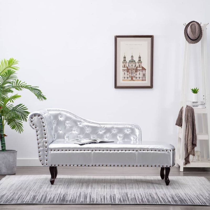 Casa si Gradina - Mobilier - Scaune si fotolii - Fotolii - Sezlong, argintiu, piele ecologica - Infinity.ro