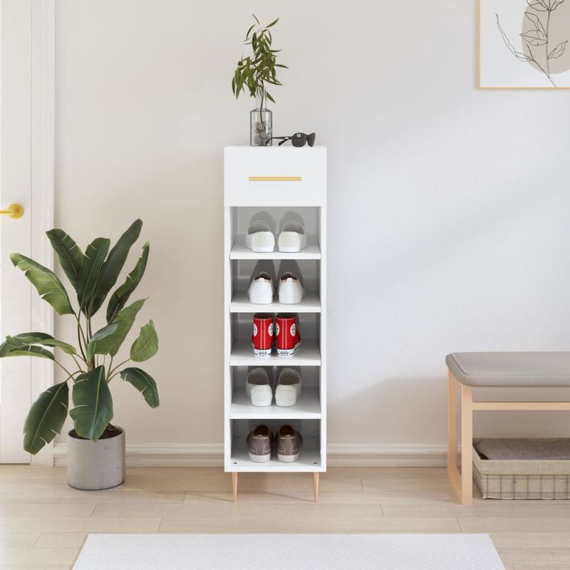 Casa si Gradina - Mobilier - Dulapuri si sifoniere - Dulapuri pantofi - Pantofar, alb extralucios, 30x35x105 cm, lemn prelucrat - Infinity.ro