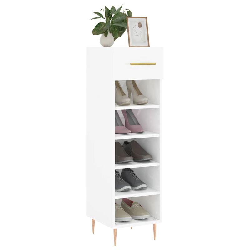 Casa si Gradina - Mobilier - Dulapuri si sifoniere - Dulapuri pantofi - Pantofar, alb extralucios, 30x35x105 cm, lemn prelucrat - Infinity.ro