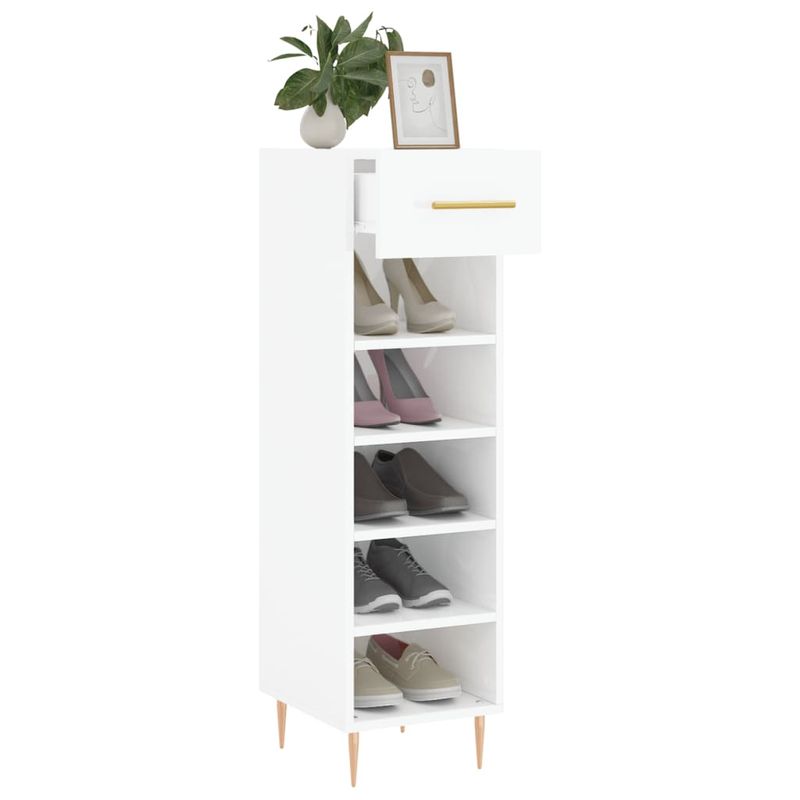 Casa si Gradina - Mobilier - Dulapuri si sifoniere - Dulapuri pantofi - Pantofar, alb extralucios, 30x35x105 cm, lemn prelucrat - Infinity.ro