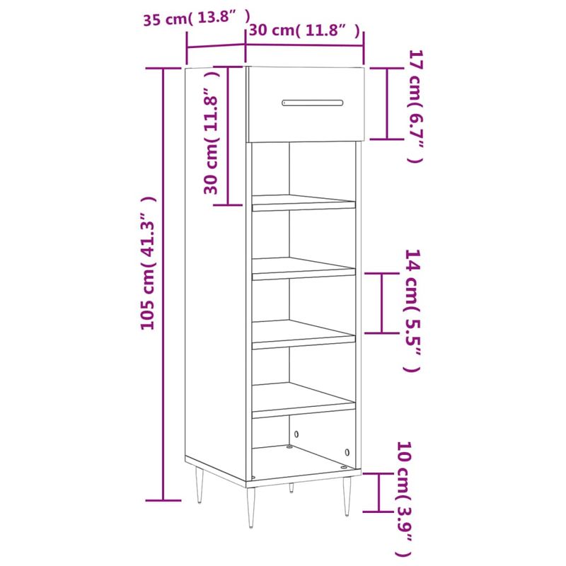 Casa si Gradina - Mobilier - Dulapuri si sifoniere - Dulapuri pantofi - Pantofar, alb extralucios, 30x35x105 cm, lemn prelucrat - Infinity.ro