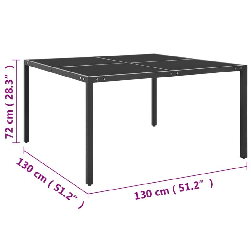 Casa si Gradina - Gradina si terasa - Mobilier exterior - Mese gradina - Masa de gradina, antracit, 130x130x72 cm, otel si sticla - Infinity.ro