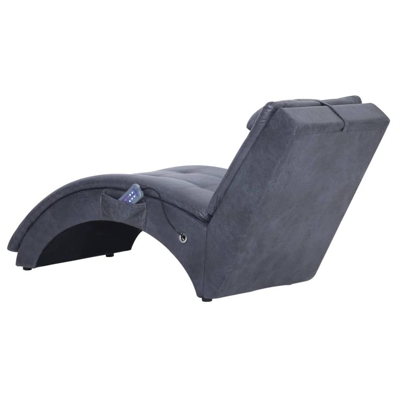 Casa si Gradina - Mobilier - Scaune si fotolii - Fotolii - Sezlong de masaj cu perna, gri, piele intoarsa artificiala - Infinity.ro