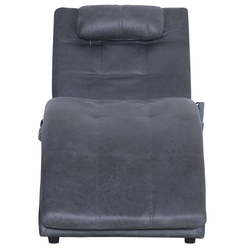 Casa si Gradina - Mobilier - Scaune si fotolii - Fotolii - Sezlong de masaj cu perna, gri, piele intoarsa artificiala - Infinity.ro