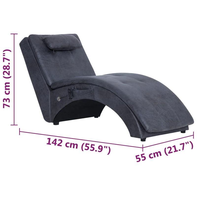 Casa si Gradina - Mobilier - Scaune si fotolii - Fotolii - Sezlong de masaj cu perna, gri, piele intoarsa artificiala - Infinity.ro