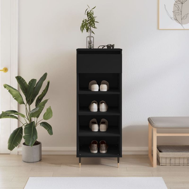 Casa si Gradina - Mobilier - Organizare si depozitare - Organizator incaltaminte - Pantofar, negru, 40x36x105 cm, lemn compozit - Infinity.ro