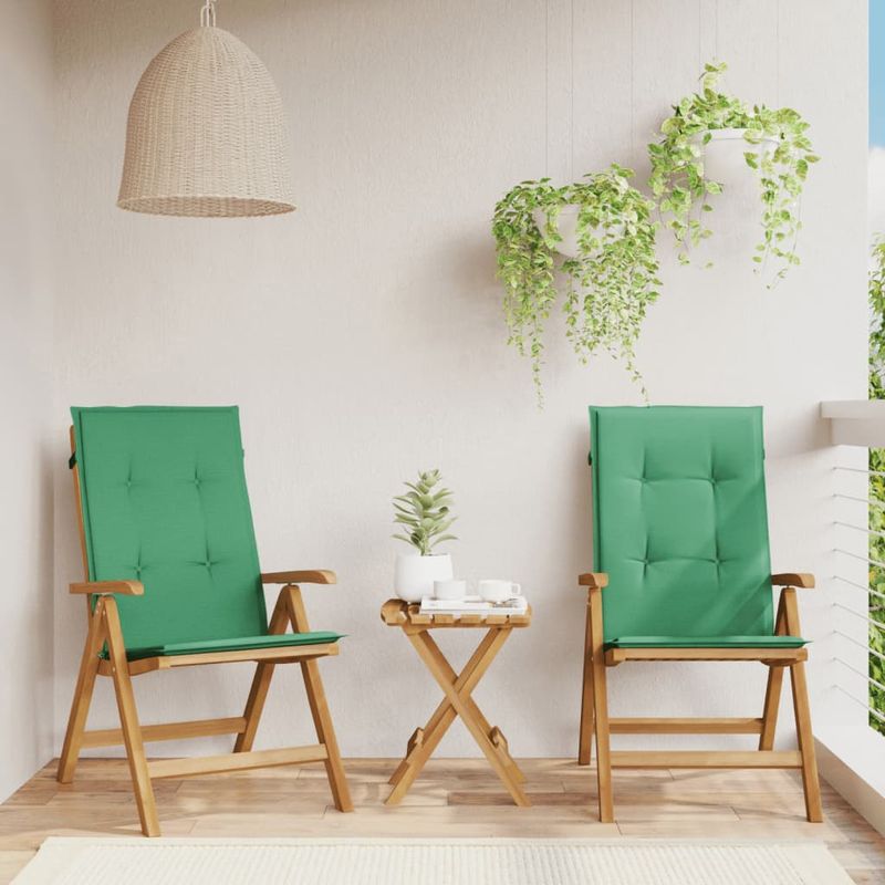 Casa si Gradina - Gradina si terasa - Mobilier exterior - Scaune si sezlonguri gradina - Scaune de gradina rabatabile cu perne, 2 buc., lemn masiv tec, verde, mărime 120x50x3 cm - Infinity.ro