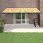 Casa si Gradina - Gradina si terasa - Umbrele si pavilioane - Umbrele - Copertina retractabila, galben/alb, 5x3 m, textil/aluminiu - Infinity.ro