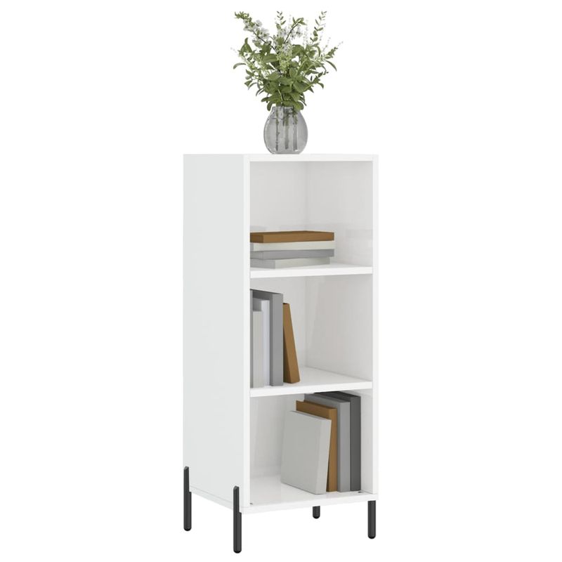 Casa si Gradina - Mobilier - Comode si corpuri - Comode - Servanta, alb extralucios, 34,5x32,5x90 cm, lemn compozit - Infinity.ro