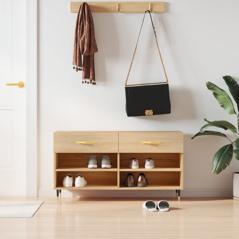 Casa si Gradina - Mobilier - Organizare si depozitare - Organizator incaltaminte - Bancheta pantofar, stejar sonoma, 102x35x55 cm, lemn prelucrat - Infinity.ro