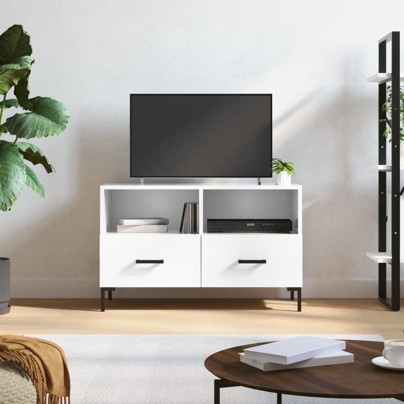Casa si Gradina - Mobilier - Comode si corpuri - Comode - Comoda TV, alb extralucios, 80x36x50 cm, lemn prelucrat - Infinity.ro