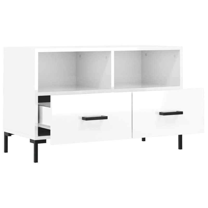 Casa si Gradina - Mobilier - Comode si corpuri - Comode - Comoda TV, alb extralucios, 80x36x50 cm, lemn prelucrat - Infinity.ro