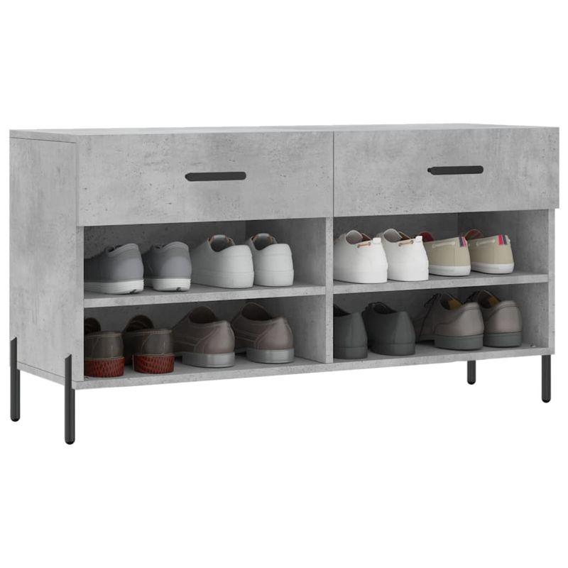 Casa si Gradina - Mobilier - Organizare si depozitare - Organizator incaltaminte - Bancheta pantofar, gri beton, 102x35x55 cm, lemn prelucrat - Infinity.ro