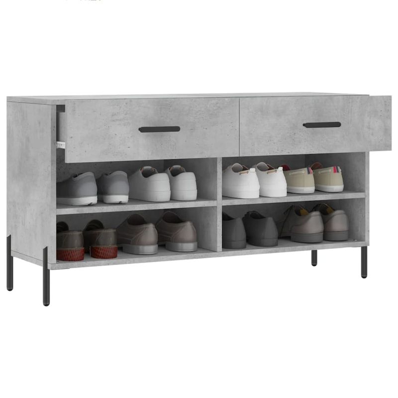 Casa si Gradina - Mobilier - Organizare si depozitare - Organizator incaltaminte - Bancheta pantofar, gri beton, 102x35x55 cm, lemn prelucrat - Infinity.ro