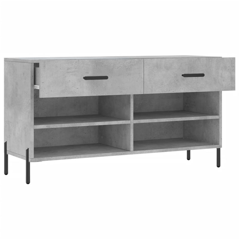 Casa si Gradina - Mobilier - Organizare si depozitare - Organizator incaltaminte - Bancheta pantofar, gri beton, 102x35x55 cm, lemn prelucrat - Infinity.ro