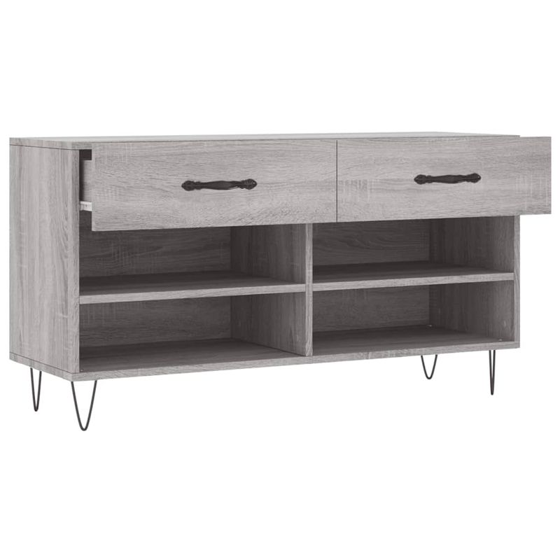 Casa si Gradina - Mobilier - Organizare si depozitare - Organizator incaltaminte - Banca de pantofi, gri sonoma, 102x35x55 cm, lemn prelucrat - Infinity.ro