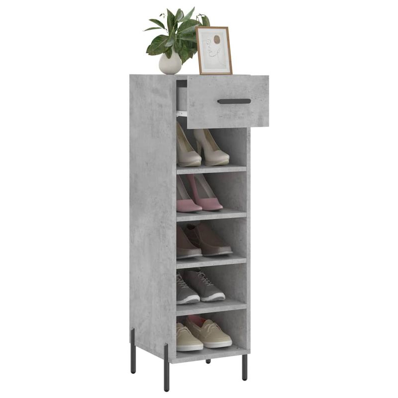 Casa si Gradina - Mobilier - Dulapuri si sifoniere - Dulapuri pantofi - Pantofar, gri beton, 30x35x105 cm, lemn compozit - Infinity.ro