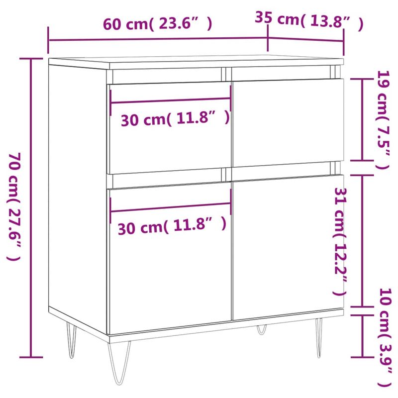 Casa si Gradina - Mobilier - Comode si corpuri - Comode - Servanta, alb, 60x35x70 cm, lemn prelucrat - Infinity.ro