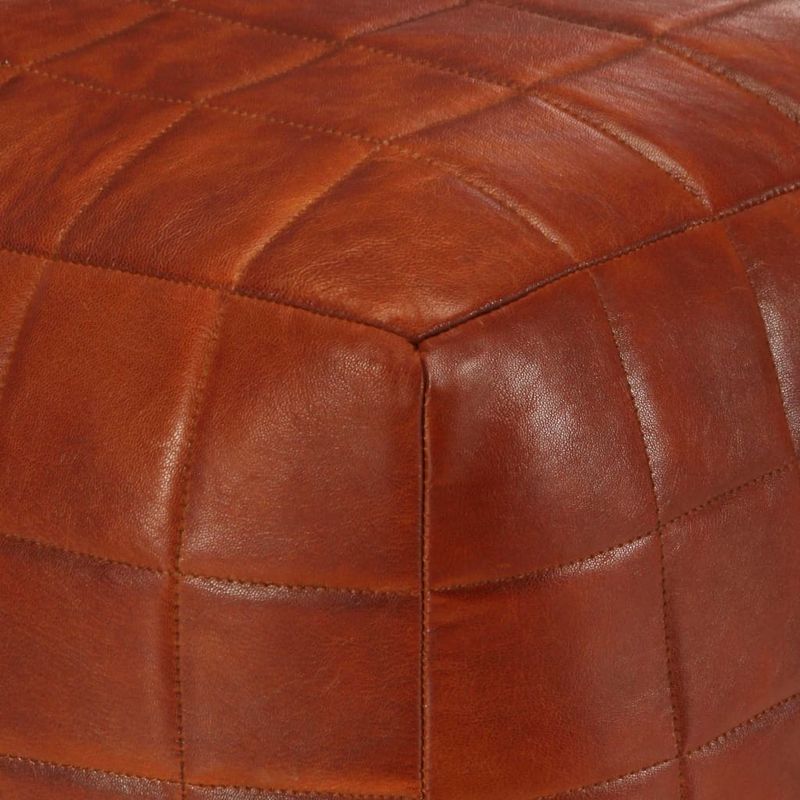 Casa si Gradina - Mobilier - Scaune si fotolii - Fotolii - Fotoliu puf, aramiu, 40 x 40 x 40 cm, piele naturala de capra - Infinity.ro